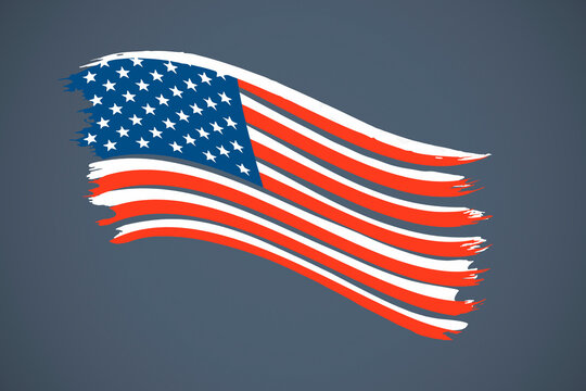 USA flag from brush strokes on a gray background.