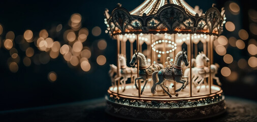 fantasy magical carousel most amazing intricate carousel in the world fairy lights tiny pixies flying in the air,generative ai.
