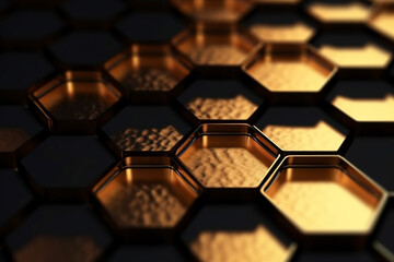 abstract gold background with hexagons