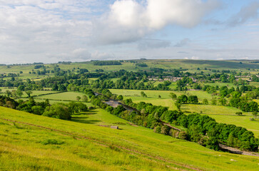 Obraz premium Beautiful green landscape scenery in Teesdale, Yorkshire, UK, England. Sunny day in beautiful nature.