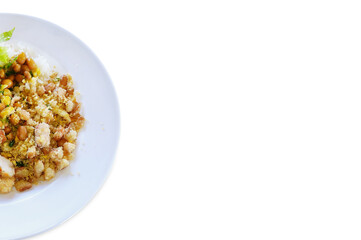 Isolated Partial view of Brazilian meal named Prato Feito with Brazilian 