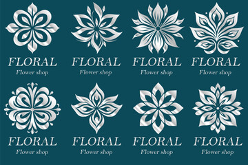 Fototapeta na wymiar Set of floral ornament logo,Abstract beauty flower logo design