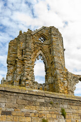 A partial derelict wall of an ancient church in Yorkshire, United Kingdom