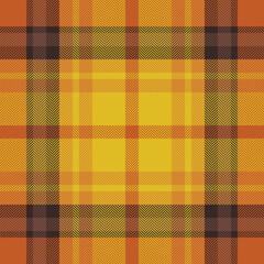 Plaid check pattern in orange and red colors. Seamless fabric texture. Tartan textile print.