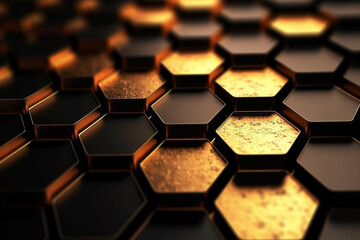 abstract gold background with hexagons
