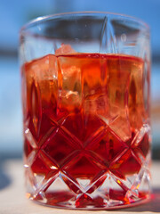 Negroni on the table at a rooftop bar