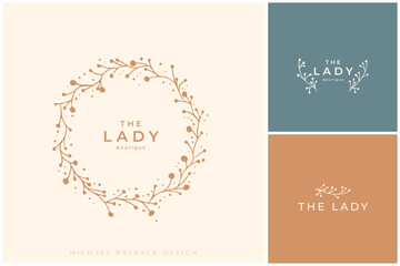 Hand drawn logo design, Floral logo design, Feminine branding, Botanical logotype, Twigs emblem, Collectin, Premade logo, Flower clipart