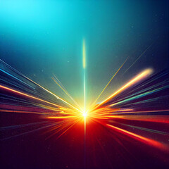 Fototapeta na wymiar Burst of rays in space in red yellow and blue colors