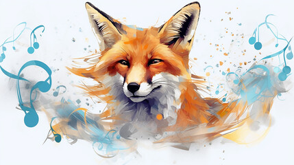 fox musical background artwork poster white background. Generative AI