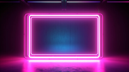 Fototapeta premium neon abstract luminous frame on black background. Generative AI