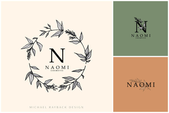 Hand drawn logo design, Floral logo design, Feminine branding, Botanical logotype, Twigs emblem, Collectin, Premade logo, Flower clipart