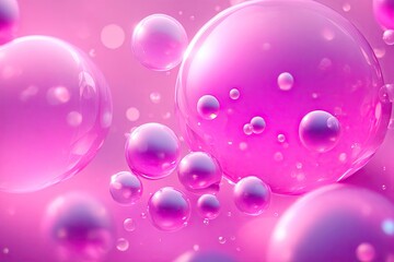 design abstract bubbles on pink background ai generative