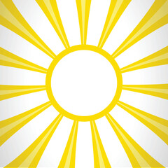 Yellow sunburst pattern background with middle badge, rays, radial, summer banner, vector illustration