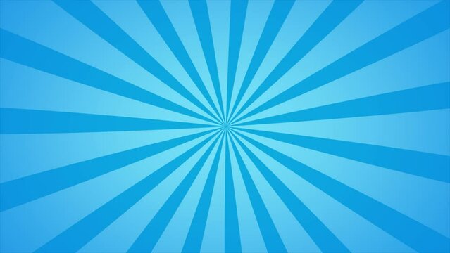 Abstract animation loop background radial lines rotate in blue cartoon comic style.