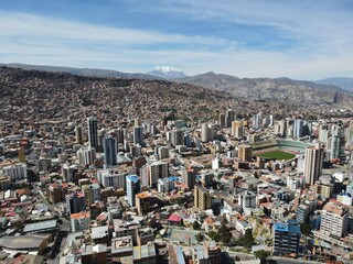 view of the city La Paz by drone