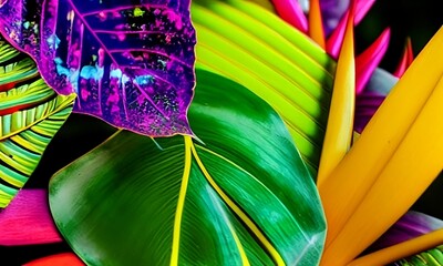 Colorful flower leaves in summer. Generative AI.