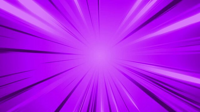 Looped purple rays animation comic book action layout background.