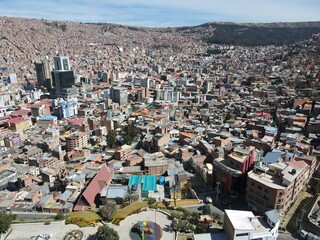 aerial view country  La Paz by drone