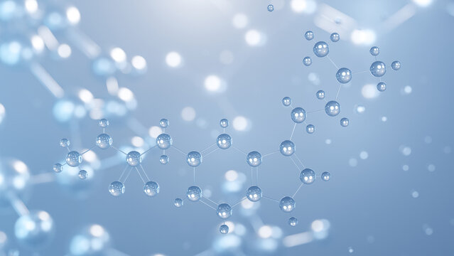 sumatriptan molecular structure 3d, flat model, imitrex, structural chemical formula view from a microscope
