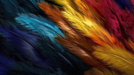 Colorful feathers from above