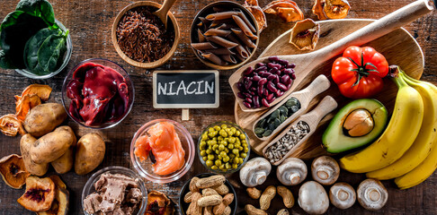 Composition with food products rich in niacin