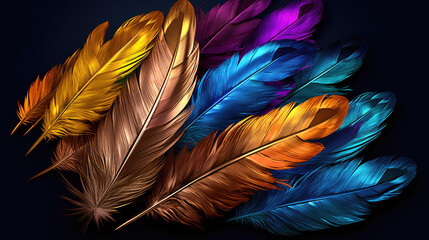 Colorful feathers from above