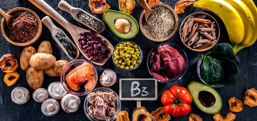 Composition with food products rich in niacin