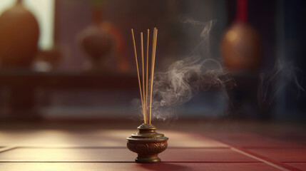 Burning incense with the scent of lavender - obrazy, fototapety, plakaty