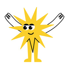 Various bright basic Geometric Figures with face emotions, hands and legs. Different shapes. Vector illustration for kids isolated on background. Cute funny ьщвукт characters.