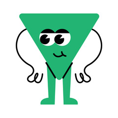 Various bright basic Geometric Figures with face emotions, hands and legs. Different shapes. Vector illustration for kids isolated on background. Cute funny ьщвукт characters.