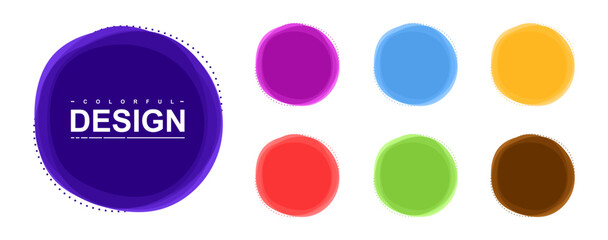 Set of round colorful vector shapes isolated on white background. Circle icon collection with place for text. Design elements for banner, signs, label or tag. Flat vector illustration