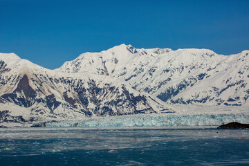 Scenic photograph of the Hubbard Glacier in the Yukon of Alaska landscape 