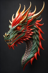 Photo generative Ai of Dragon head illustration