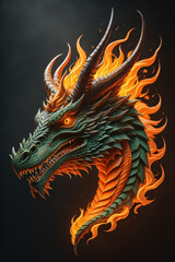 Photo generative Ai of Dragon head illustration