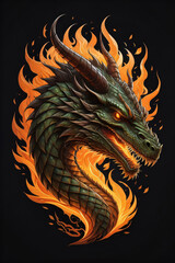 Photo generative Ai of Dragon head illustration