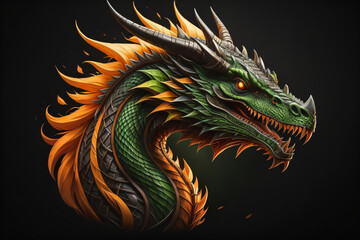 Photo generative Ai of Dragon head illustration