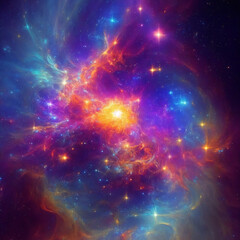 Fototapeta premium Colorful universe with space nebula.