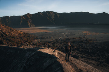 Bromo Crater in Malang. In this crater valley there is a temple that can be visited by anyone before climbing to the Bromo Crater.