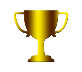 Gold trophy cup icon isolated on transparent background. png format