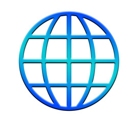 Globe icon on white background. Computer generated 3D photo rendering. 