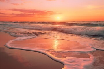 Fototapeta na wymiar Serene sunset on the beach, mesmerizing hues, Generative AI