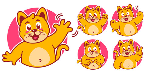 Obraz premium Cat cartoon stickers
