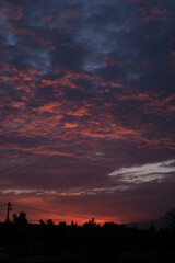 Sun rise over the clouds, sun lights reflected on over clouds in Turkey, Bursa.