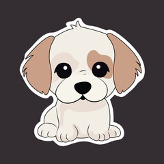 Little cute puppy vector sticker