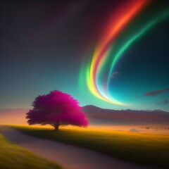 rainbow over a tree