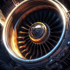 Turbine Engine Profile. Aviation Technologies. Aircraft jet engine detail. AI Generation - 614529548