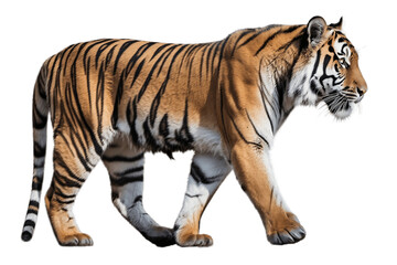 Fototapeta na wymiar tiger walking isolated on transparent background . made with generative Ai. 