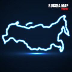 Abstract glowing outline of Russia map. Vector illustration