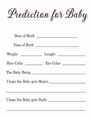 
Baby Shower Simple Black and White PredictionsGame