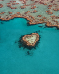 Heart Reef in the Whitsundays Queensland Australia. Famous reef that is shaped like a heart. The...